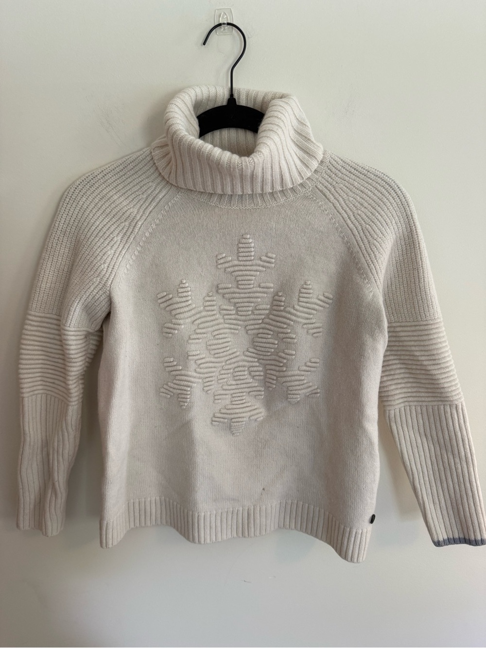 Bogner Cream Turtleneck Sweater with Textured Snowflake